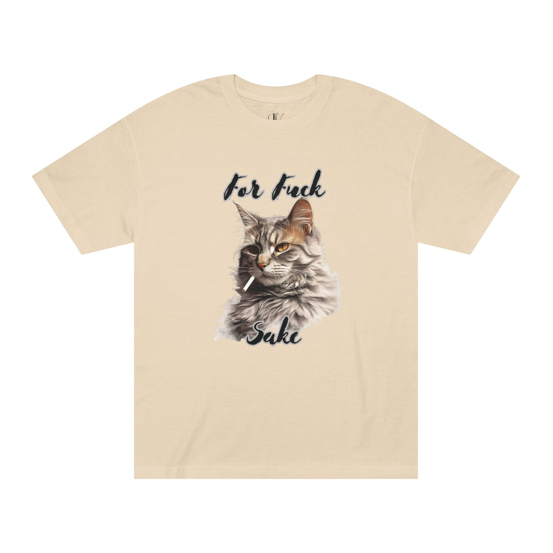 Cat Smoking For Fuck Sake Unisex Classic Tee T-Shirt Printify Sand S