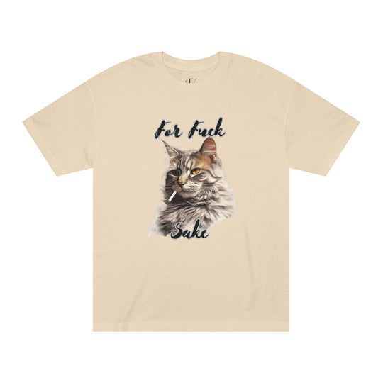 Cat Smoking For Fuck Sake Unisex Classic Tee T-Shirt Printify Sand S