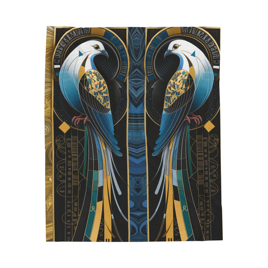 Velveteen Plush Blanket - Celestial Dove Art Deco