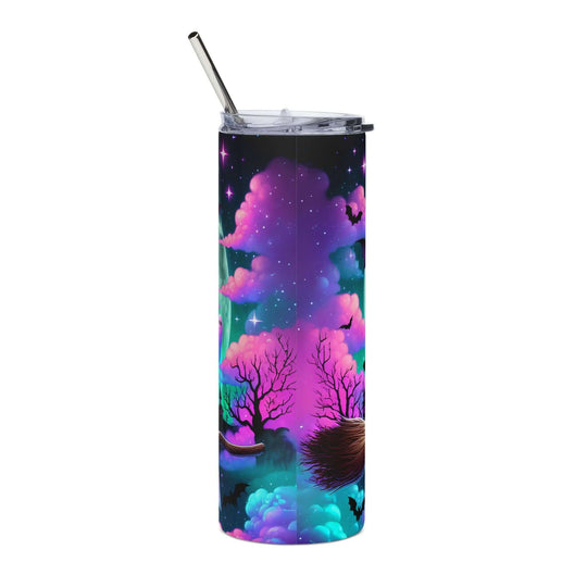 Bad Witch 20oz Stainless Steel Tumbler — Cute Ghosts, Pumpkins & Bats Halloween Travel Mug Mug Printify