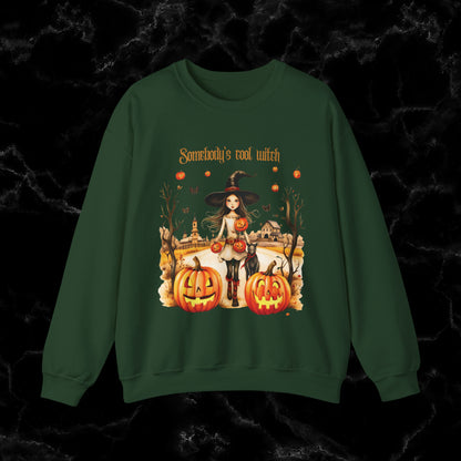 Somebody's Cool Witch Halloween Sweatshirt - Embrace the Witchy Vibes Sweatshirt S Forest Green 