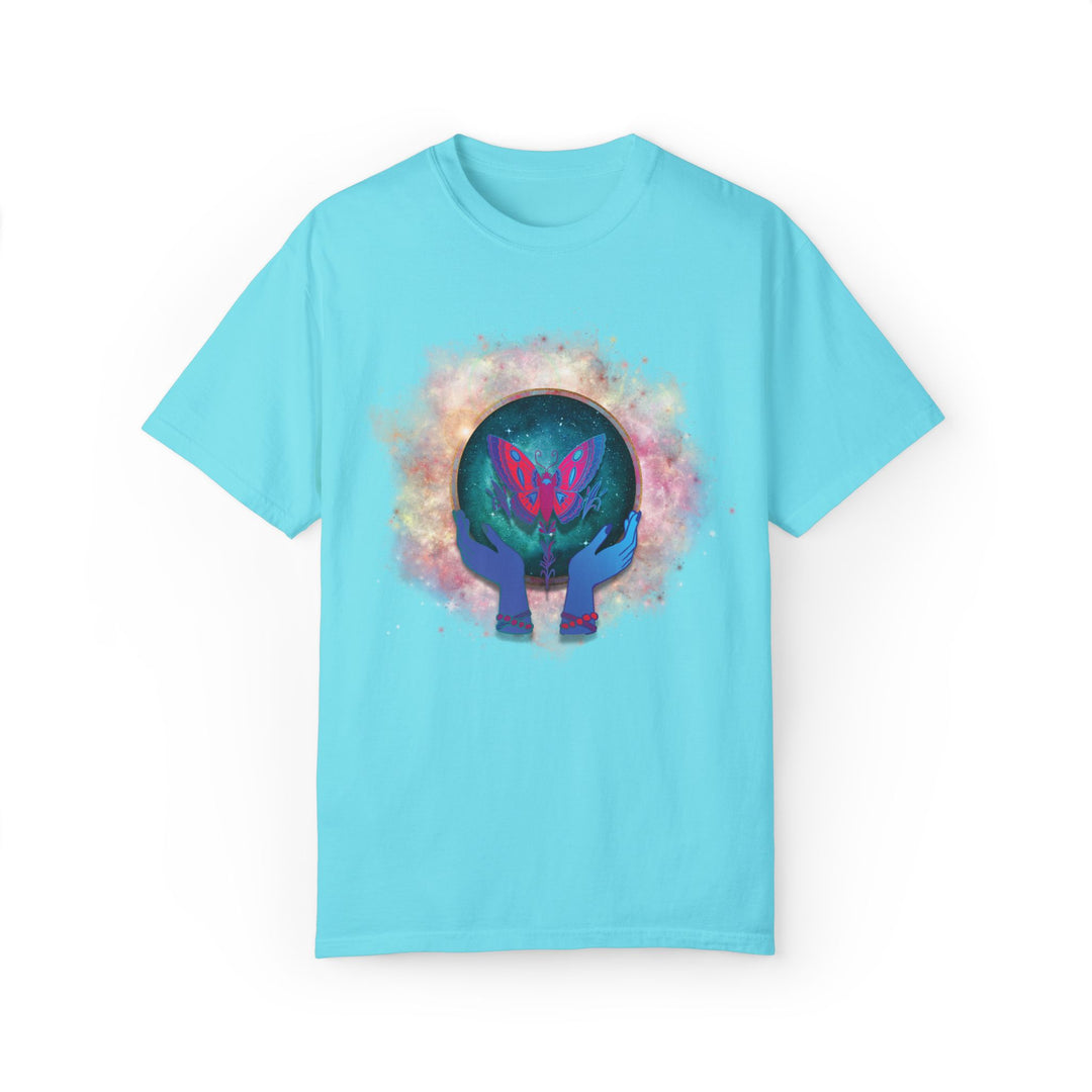 Mystical T-shirt with Cosmic Butterfly T-Shirt Printify Lagoon Blue S