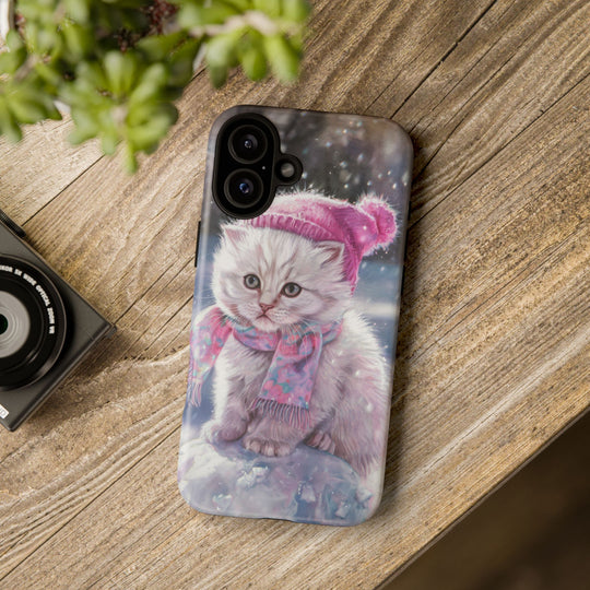 Phone Cases - Adorable Kitten Winter Phone Case Printify iPhone 16 Plus Matte