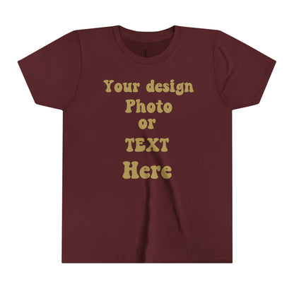 Youth Short Sleeve Tee - Personalized with Your Photo, Text, and Design Kids clothes Maroon S 