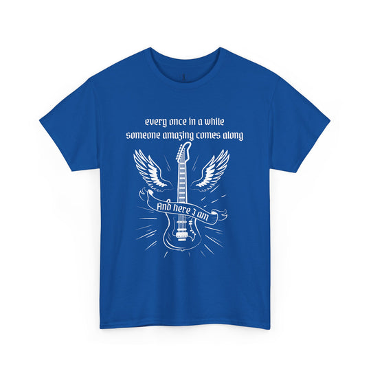 Unisex Tee - Rock n' Roll Guitar Wing - 'EVERY ONCE' T-Shirt Printify Royal S