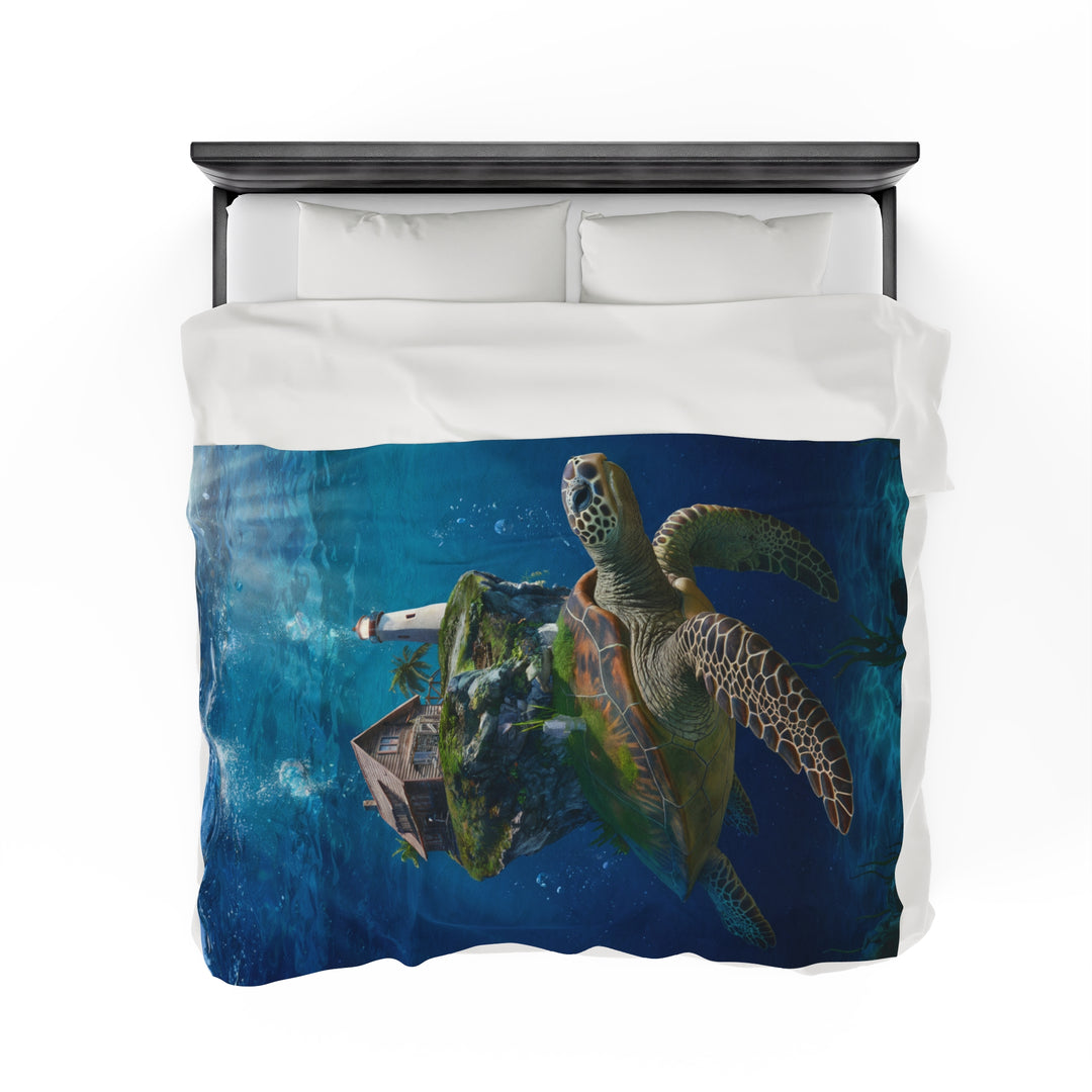 Plush Blanket - Turtle Carrying a World Fantasy All Over Prints Printify