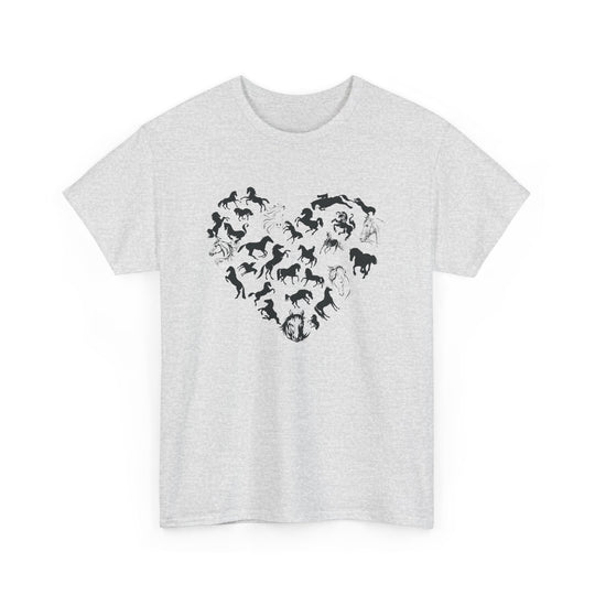 Horse Heart Tee - Playful and Whimsical Unisex Heavy Cotton Shirt T-Shirt Printify Ash S