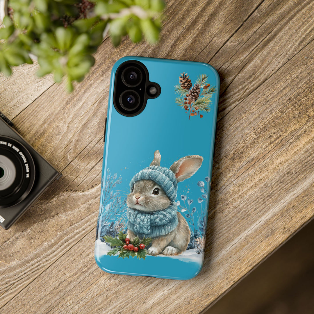 Phone Case - Winter Bunny with Hat and Scarf Phone Case Printify