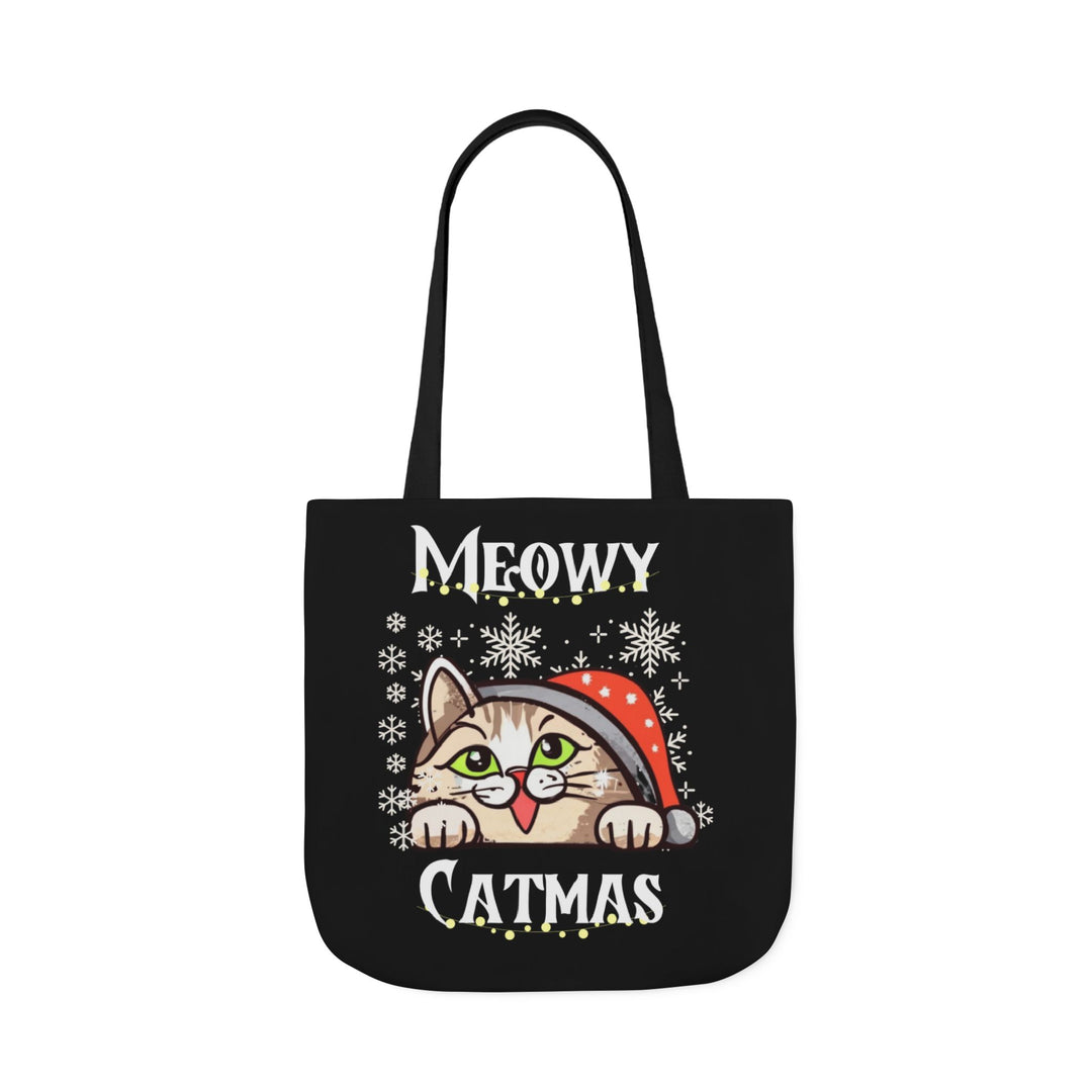 Funny Meowy Catmas Tote Bag Accessories Printify 18" × 18'' Black