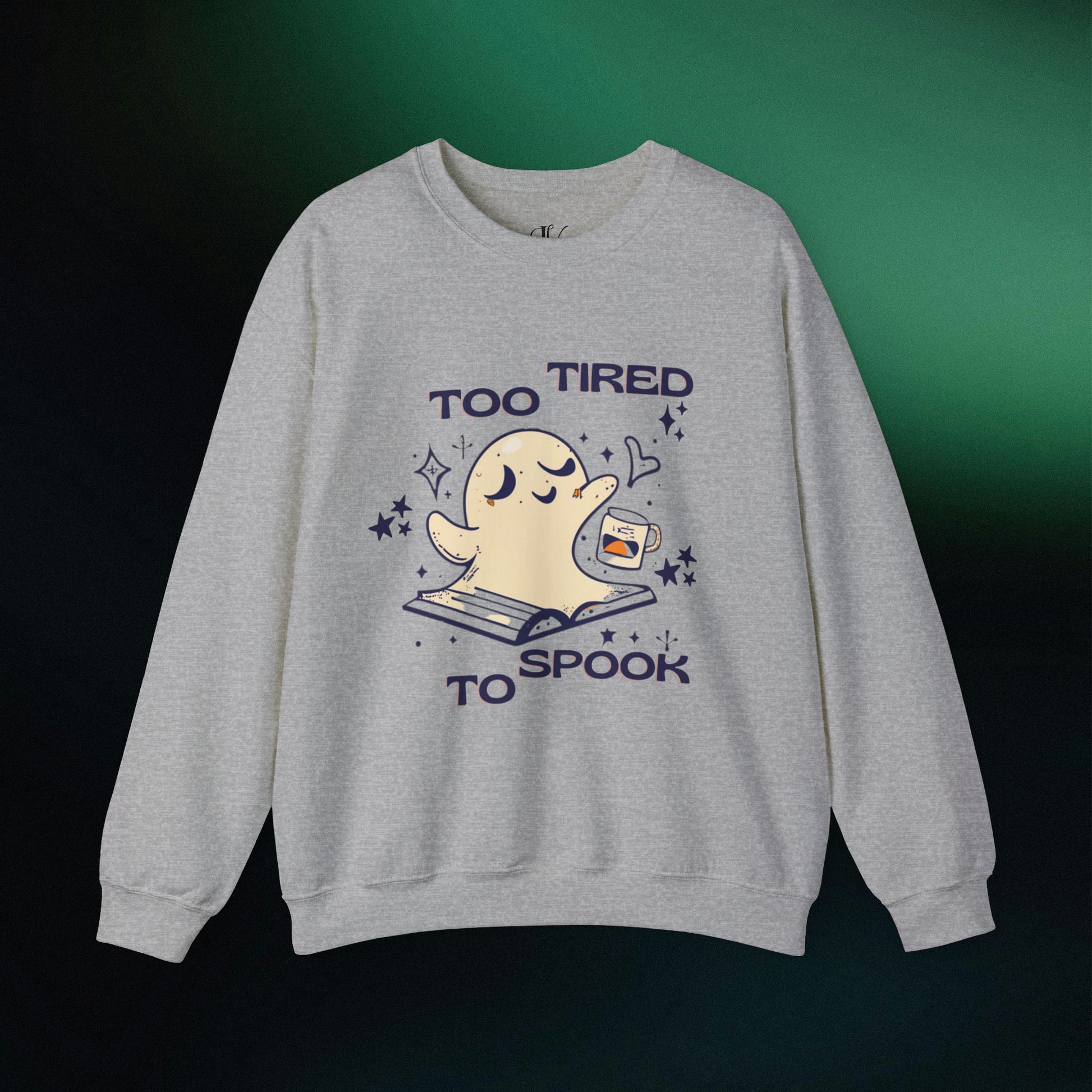 Spooky Literary Spirits: Ghost Reading Books Sweater - Bookish Halloween Sweatshirt for a Hauntingly Stylish Look, Perfect Halloween Teacher Gift and Librarian Halloween Sweatshirt S Sport Grey 