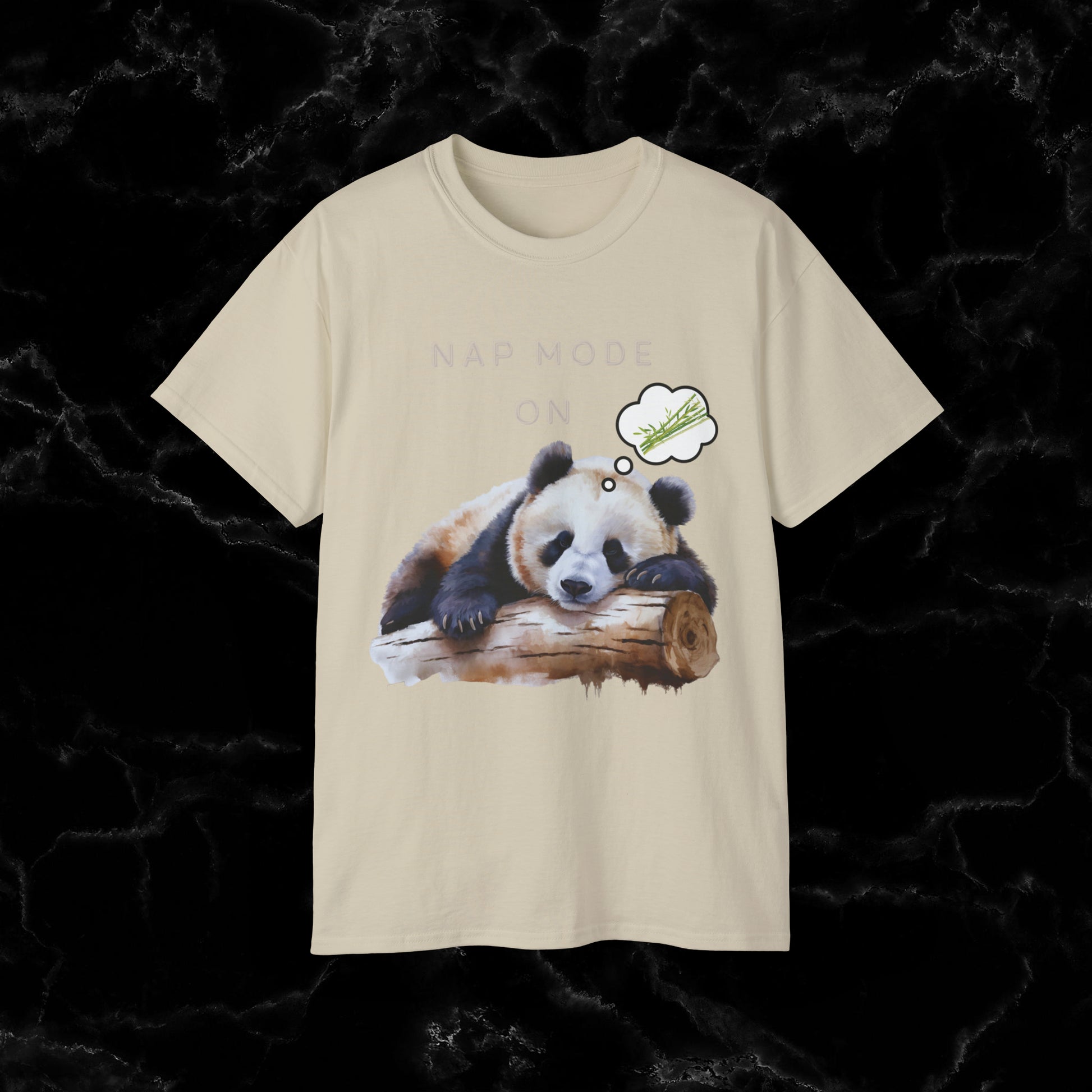 Nap Time Panda Unisex Funny Tee - Hilarious Panda Nap Mode On T-Shirt Sand M 