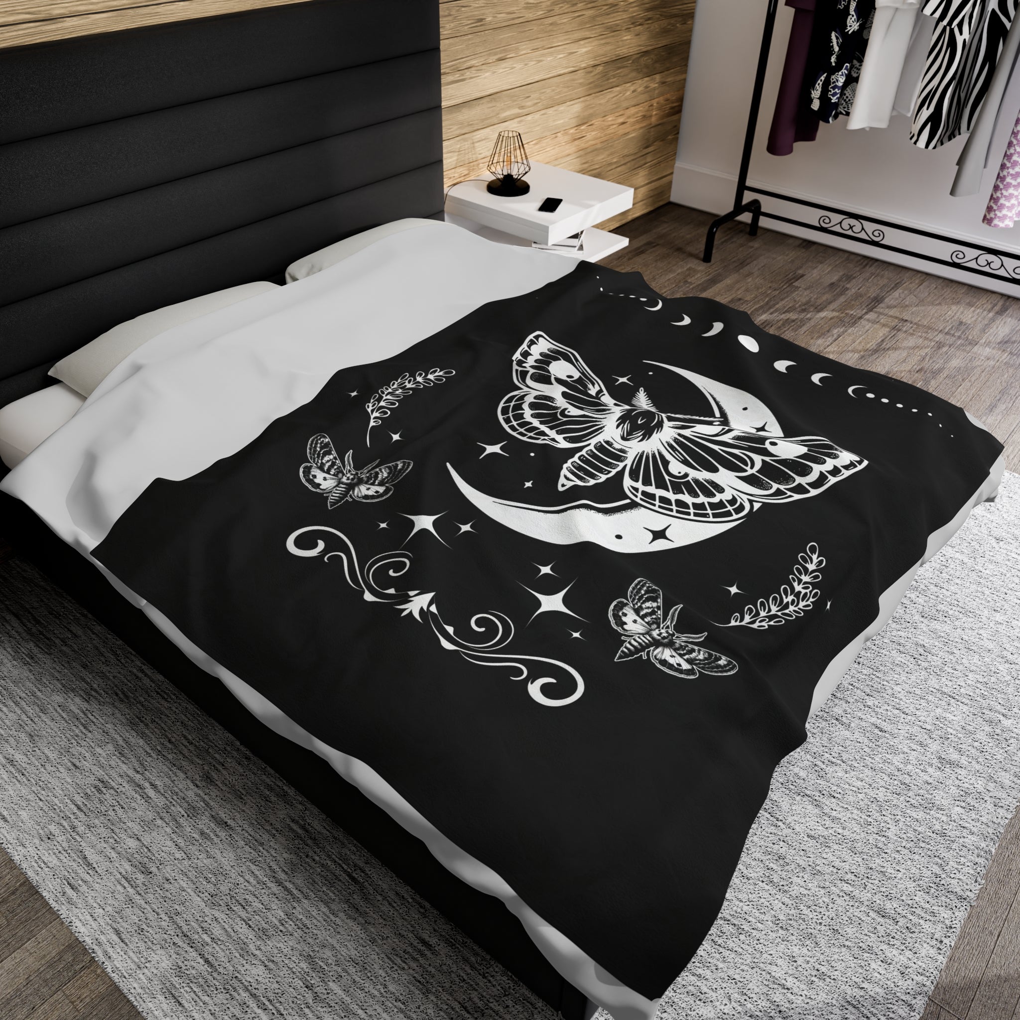 Velveteen Plush Blanket - Celestial Moth All Over Prints Printify 60" × 80"