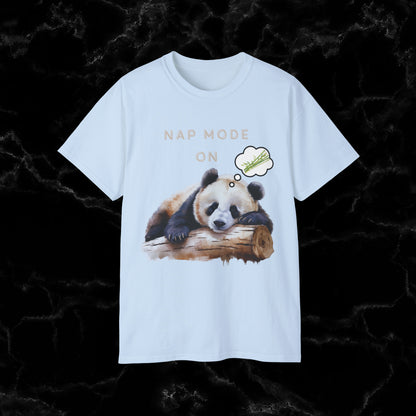 Nap Time Panda Unisex Funny Tee - Hilarious Panda Nap Mode On T-Shirt Light Blue S 