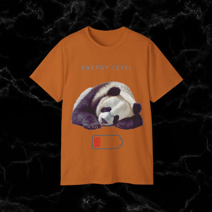 Nap Time Panda Unisex Funny Tee - Hilarious Panda Nap Design - Energy Level T-Shirt Texas Orange M 