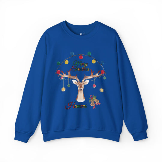Merry Christmas Reindeer Sweatshirt Sweatshirt Printify S Royal