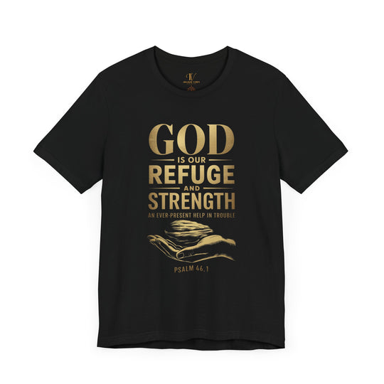 Religious Tee with Psalm 46:1 Verse T-Shirt Printify Black XS