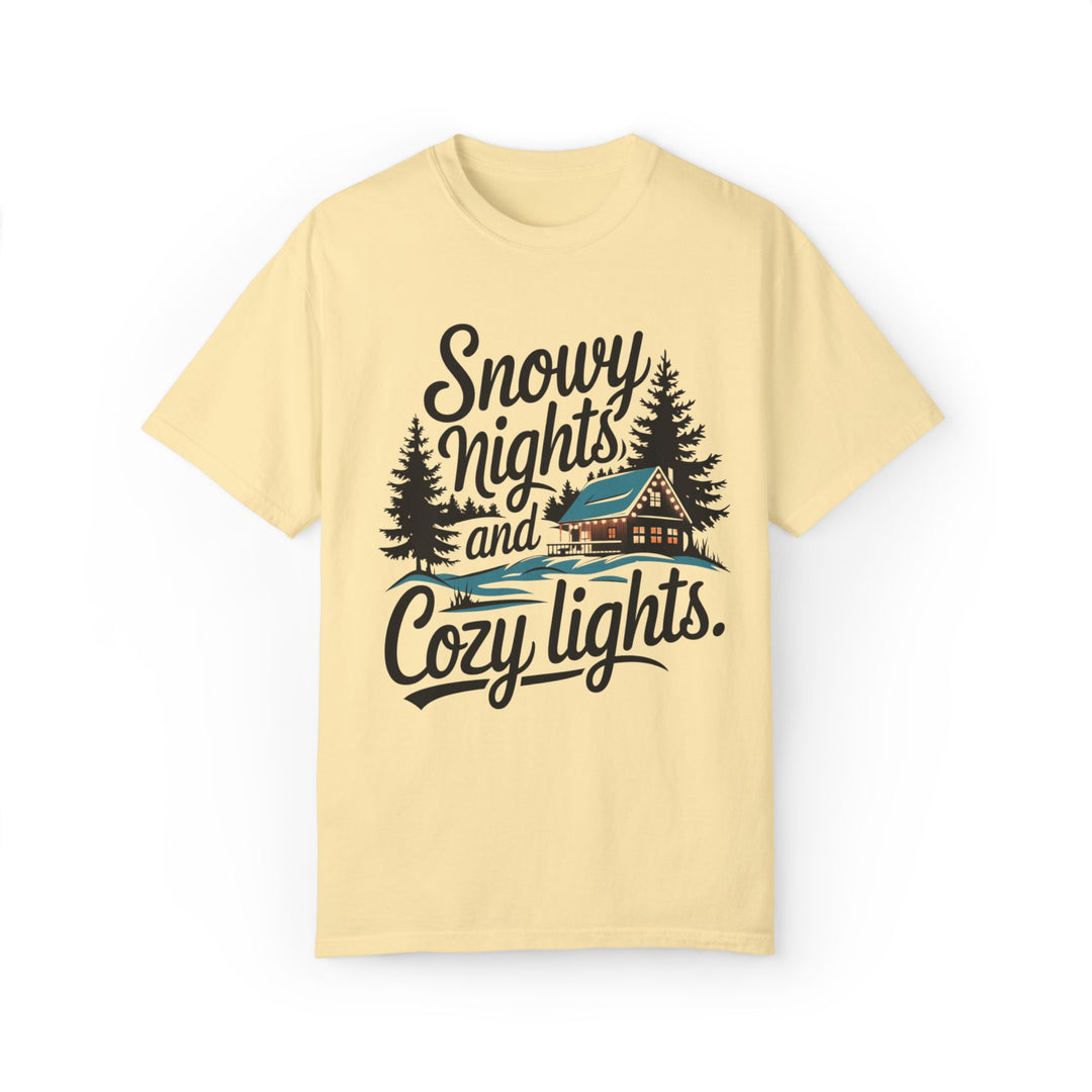 Snowy Nights and Cozy Lights Unisex T-shirt T-Shirt Printify Banana S