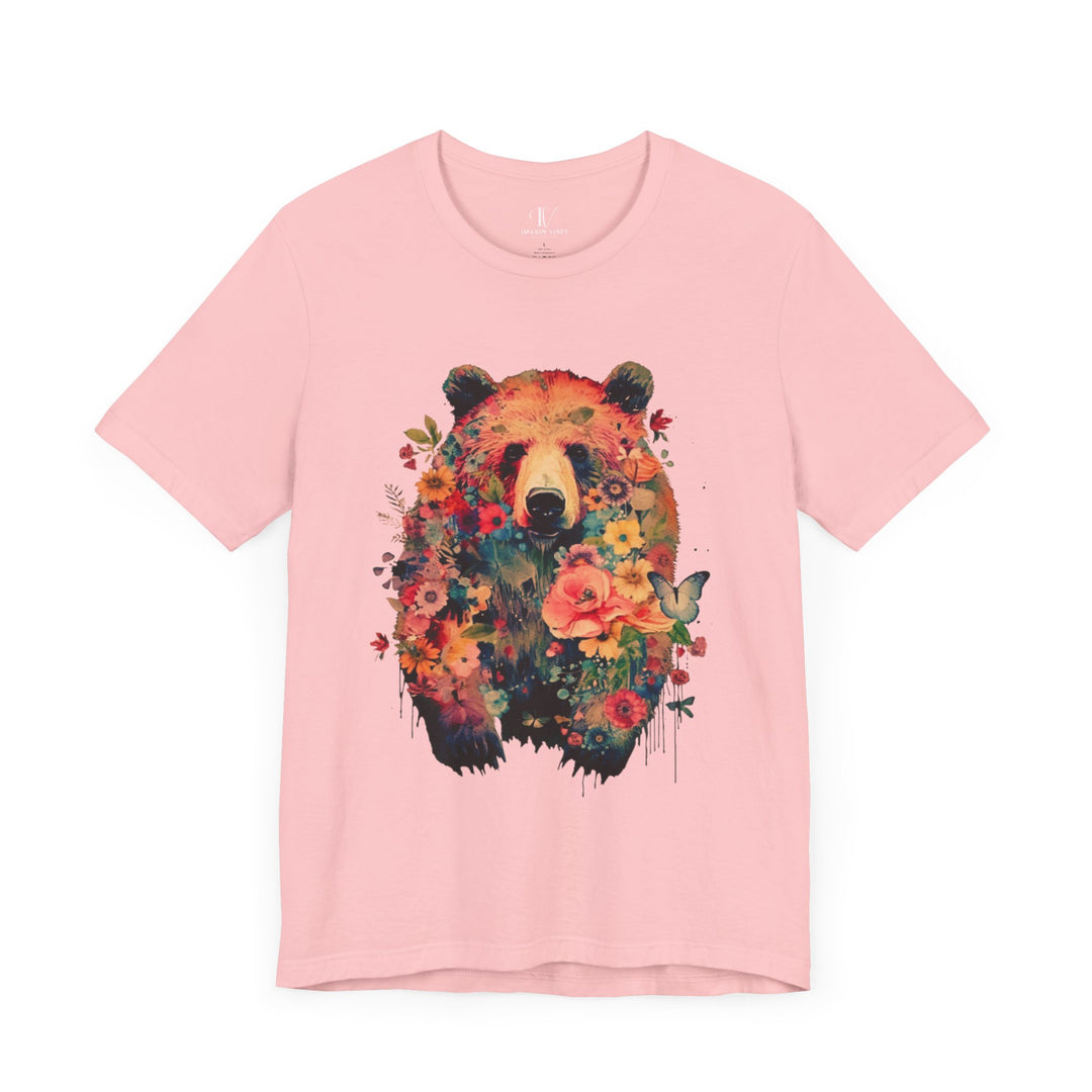 Bear Face Floral Tee T-Shirt Printify Pink S