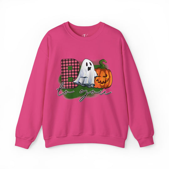Boo To You! Cute Ghost and Pumpkin Sweatshirt Sweatshirt Printify S Heliconia