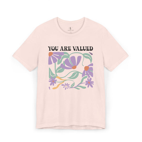 YOU ARE VALUED Boho Tee T-Shirt Printify Soft Pink XS