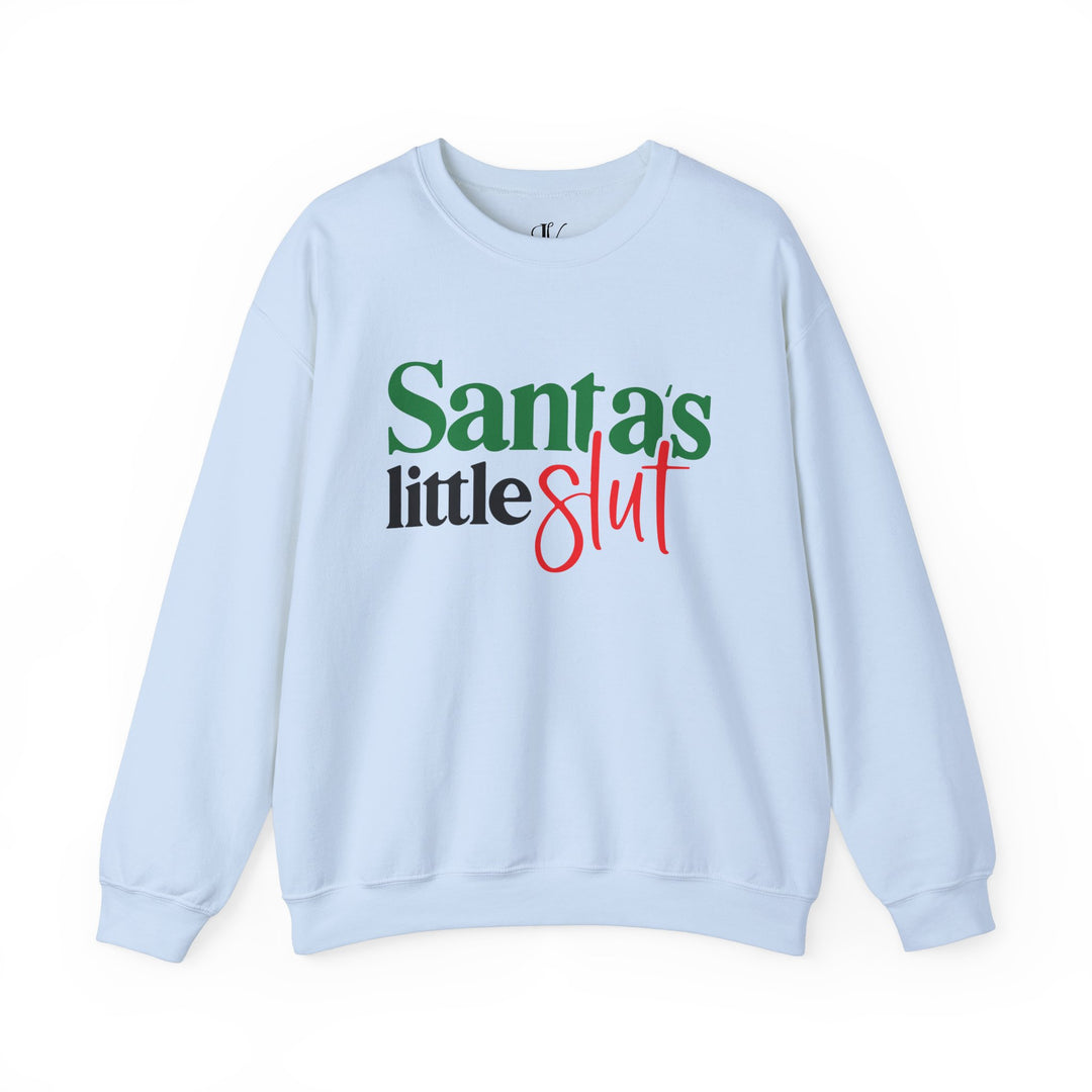 Santa's Little Slut Christmas Sweatshirt Sweatshirt Printify S Light Blue