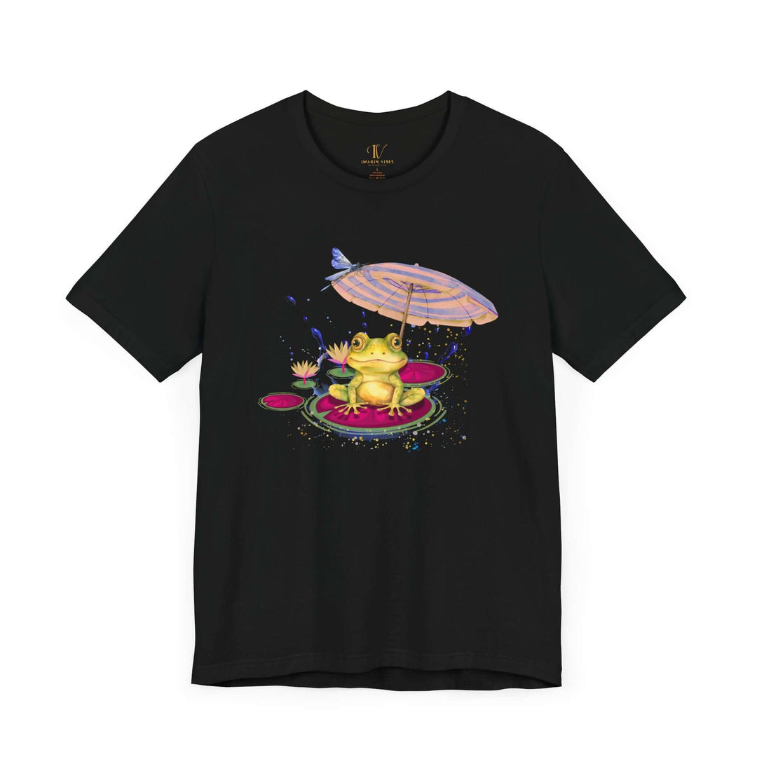 Frog on Lily Pad Unisex Tee T-Shirt Printify Black XS