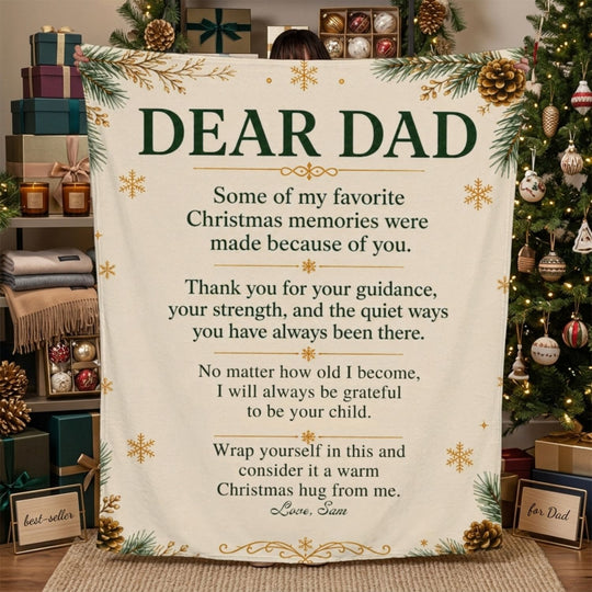Dear Dad – Personalized Christmas Hug Fleece Blanket