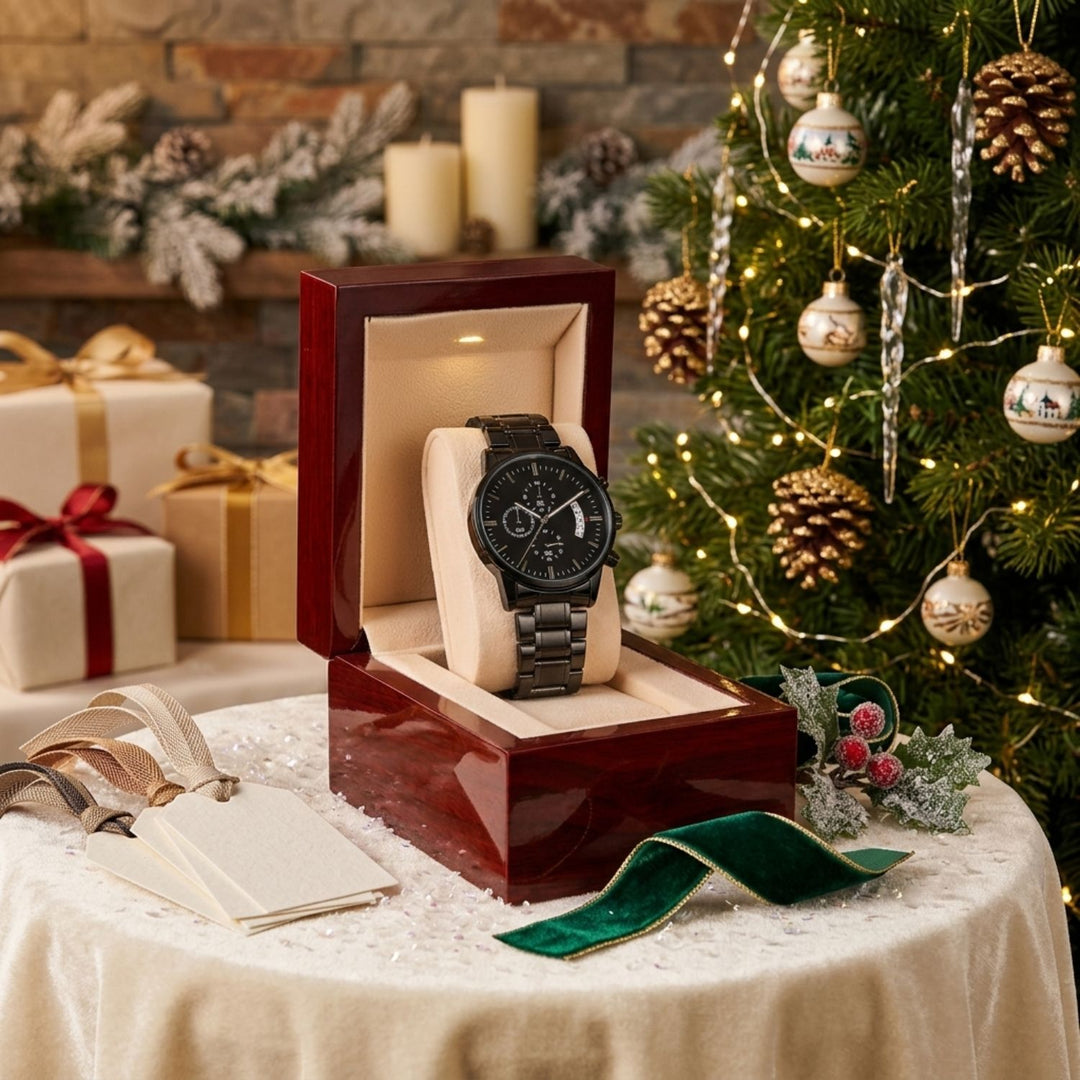 To My Dad – Personalized Christmas Engraved Black Watch