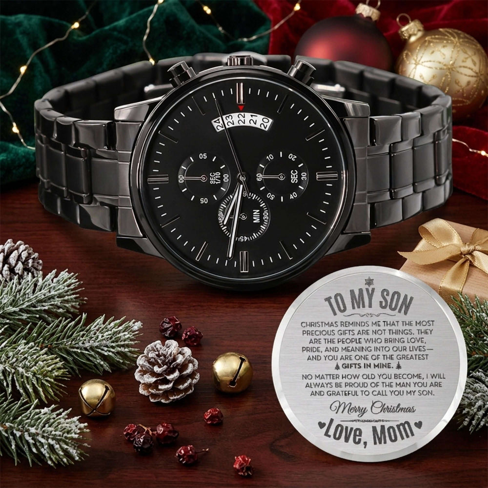 To My Son – Personalized Christmas Engraved Black Watch