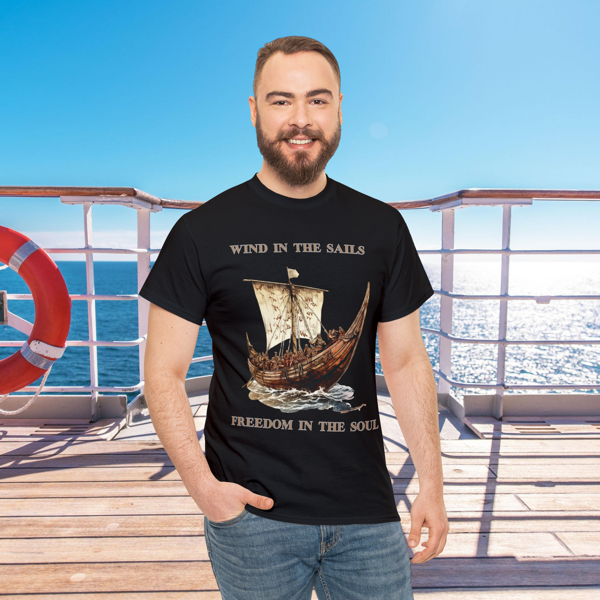 Viking Cruise Unisex Heavy Cotton Tee - Perfect Cruise Time Fashion, Wind In The Sails T-Shirt   