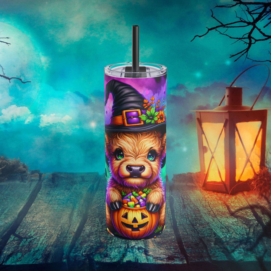 Adorable Baby Highland Cow Halloween Tumbler Mug Printify
