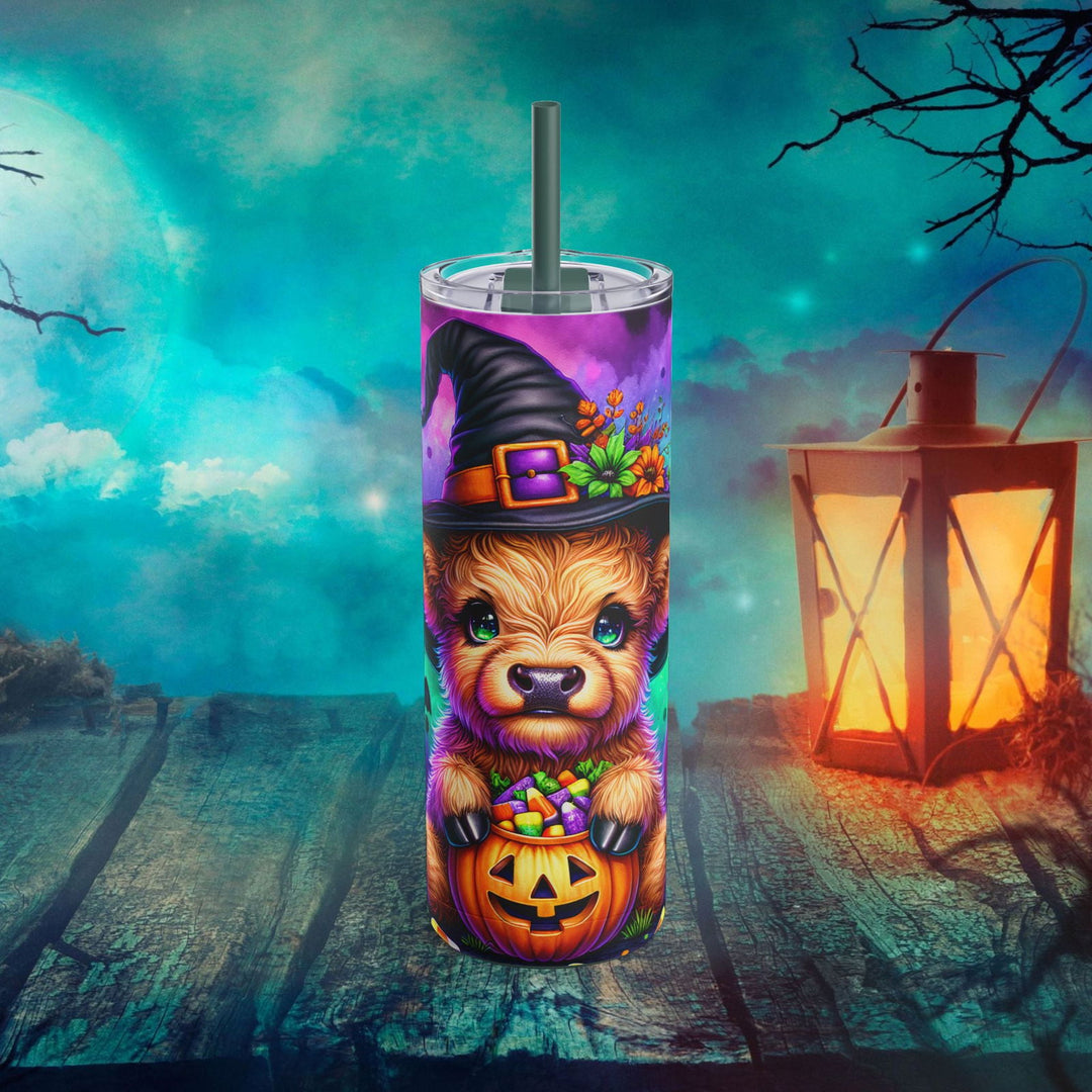 Adorable Baby Highland Cow Halloween Tumbler Mug Printify