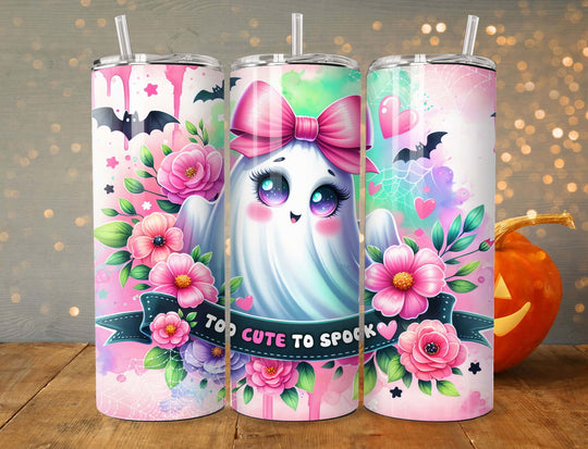 Adorable Ghost Halloween Tumbler: Too Cute to Spook - Imagin Vibes - 