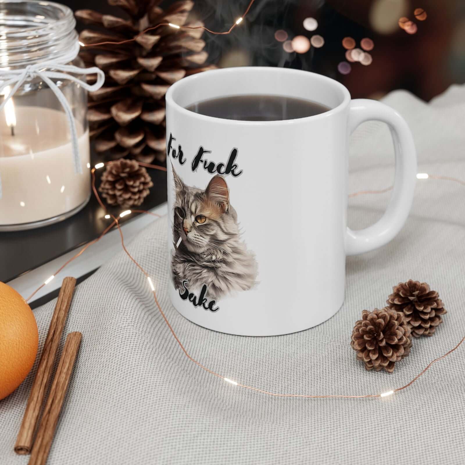 Funny Tabby Cat Mug "For F*** Sake" Mug Printify 11oz