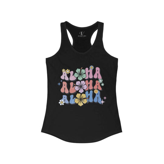 Aloha Vibes: Retro Floral Racerback Tank Top - Imagin Vibes - 