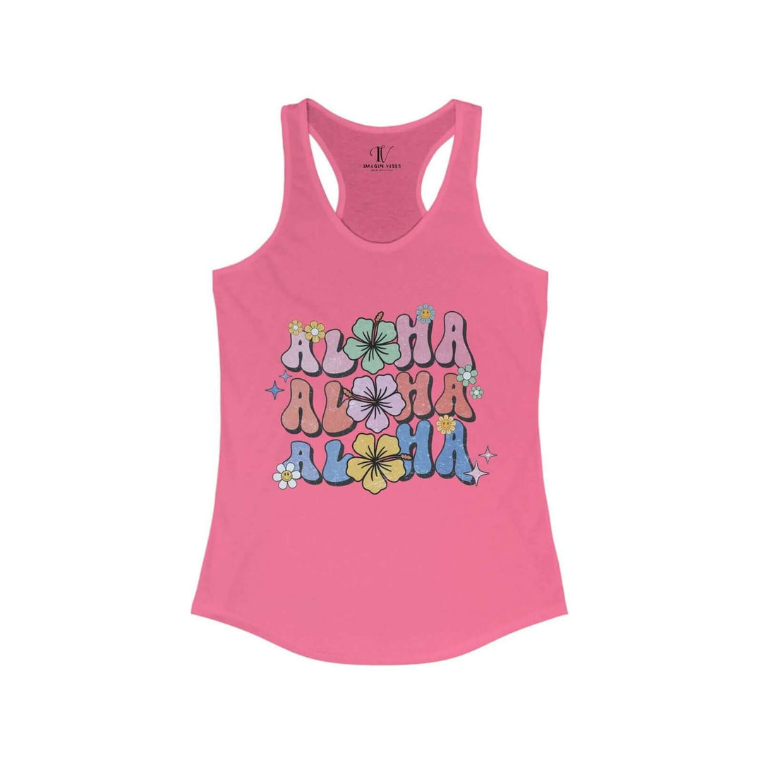 Aloha Vibes: Retro Floral Racerback Tank Top - Imagin Vibes - 