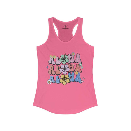 Aloha Vibes: Retro Floral Racerback Tank Top - Imagin Vibes - 