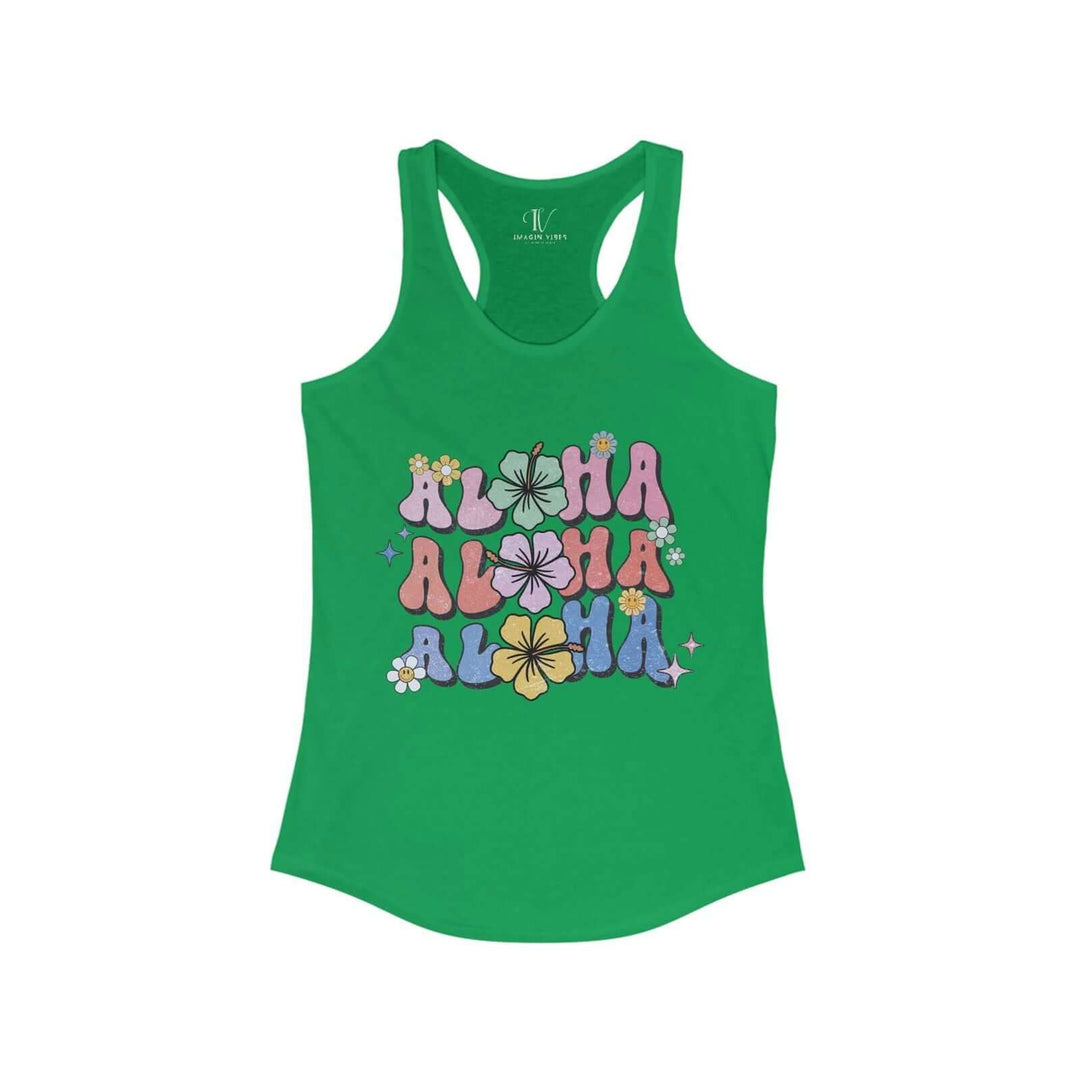 Aloha Vibes: Retro Floral Racerback Tank Top - Imagin Vibes - 