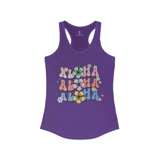 Aloha Vibes: Retro Floral Racerback Tank Top - Imagin Vibes - 