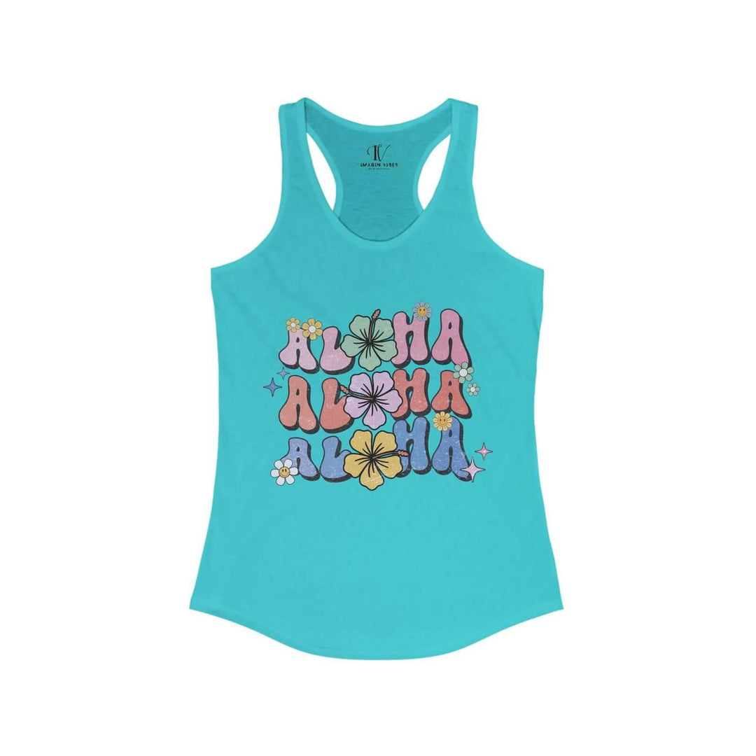 Aloha Vibes: Retro Floral Racerback Tank Top - Imagin Vibes - 