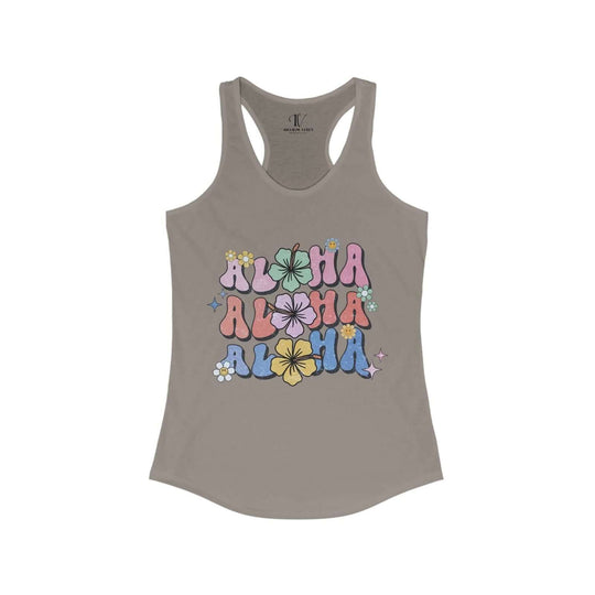 Aloha Vibes: Retro Floral Racerback Tank Top - Imagin Vibes - 