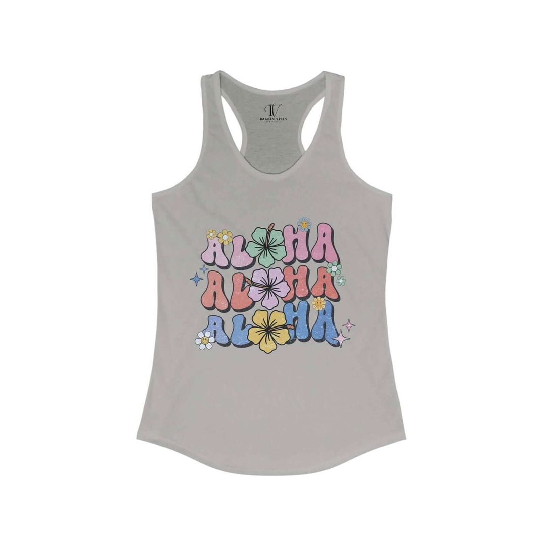 Aloha Vibes: Retro Floral Racerback Tank Top - Imagin Vibes - 