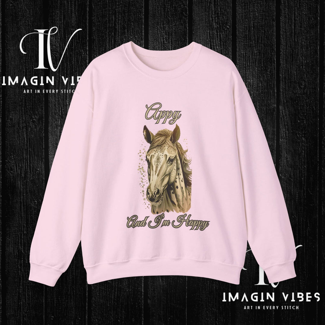 Appaloosa Joy: "Appy and I'm Happy" Cozy Sweatshirt - Imagin Vibes - 