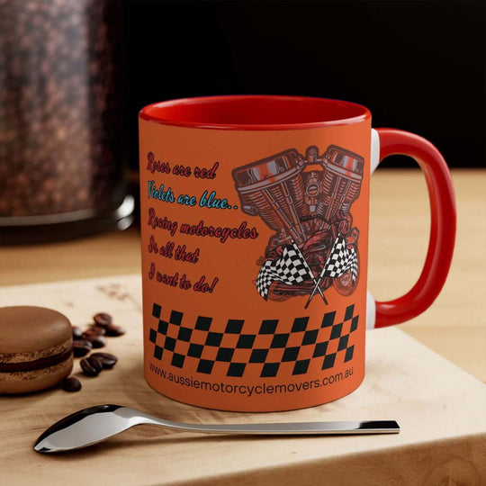 Aussie Motorcycle Movers Mug 11oz - Roses Are Red Racing Mug Mug Printify 11oz Red