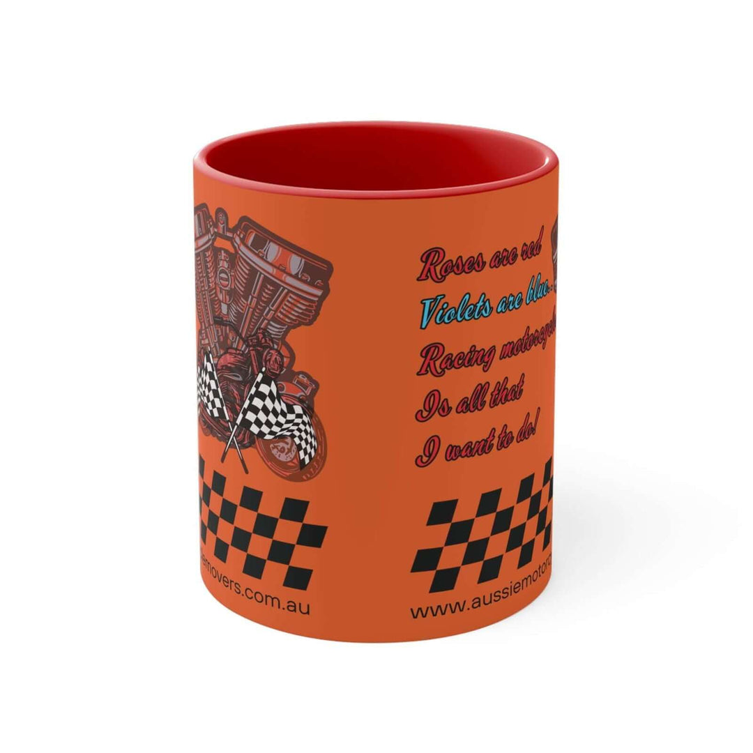 Aussie Motorcycle Movers Mug 11oz - Roses Are Red Racing Mug Mug Printify