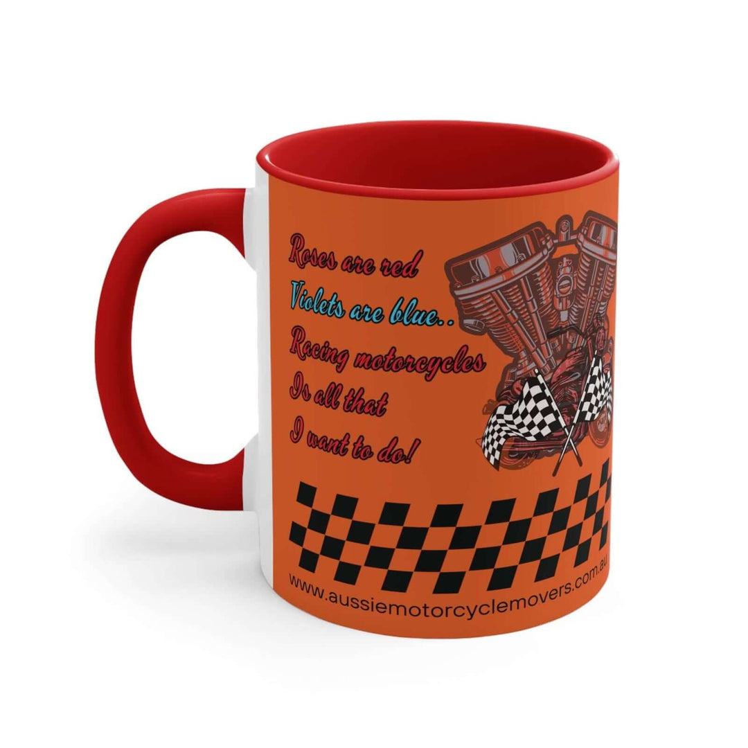 Aussie Motorcycle Movers Mug 11oz - Roses Are Red Racing Mug Mug Printify