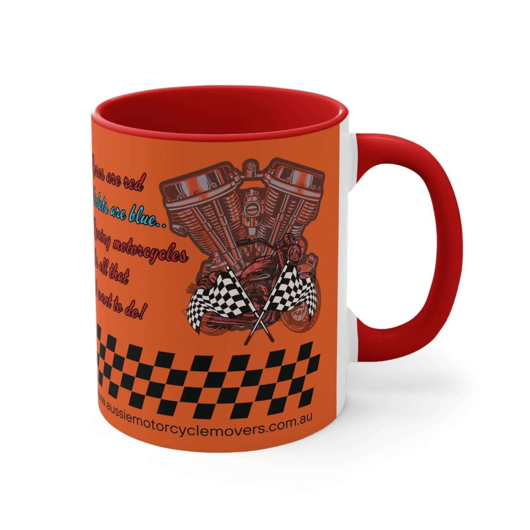 Aussie Motorcycle Movers Mug 11oz - Roses Are Red Racing Mug Mug Printify