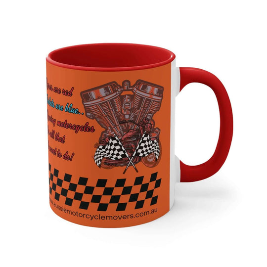 Aussie Motorcycle Movers Mug 11oz - Roses Are Red Racing Mug Mug Printify
