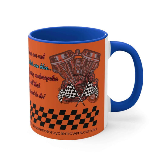 Aussie Motorcycle Movers Mug 11oz - Roses Are Red Racing Mug Mug Printify