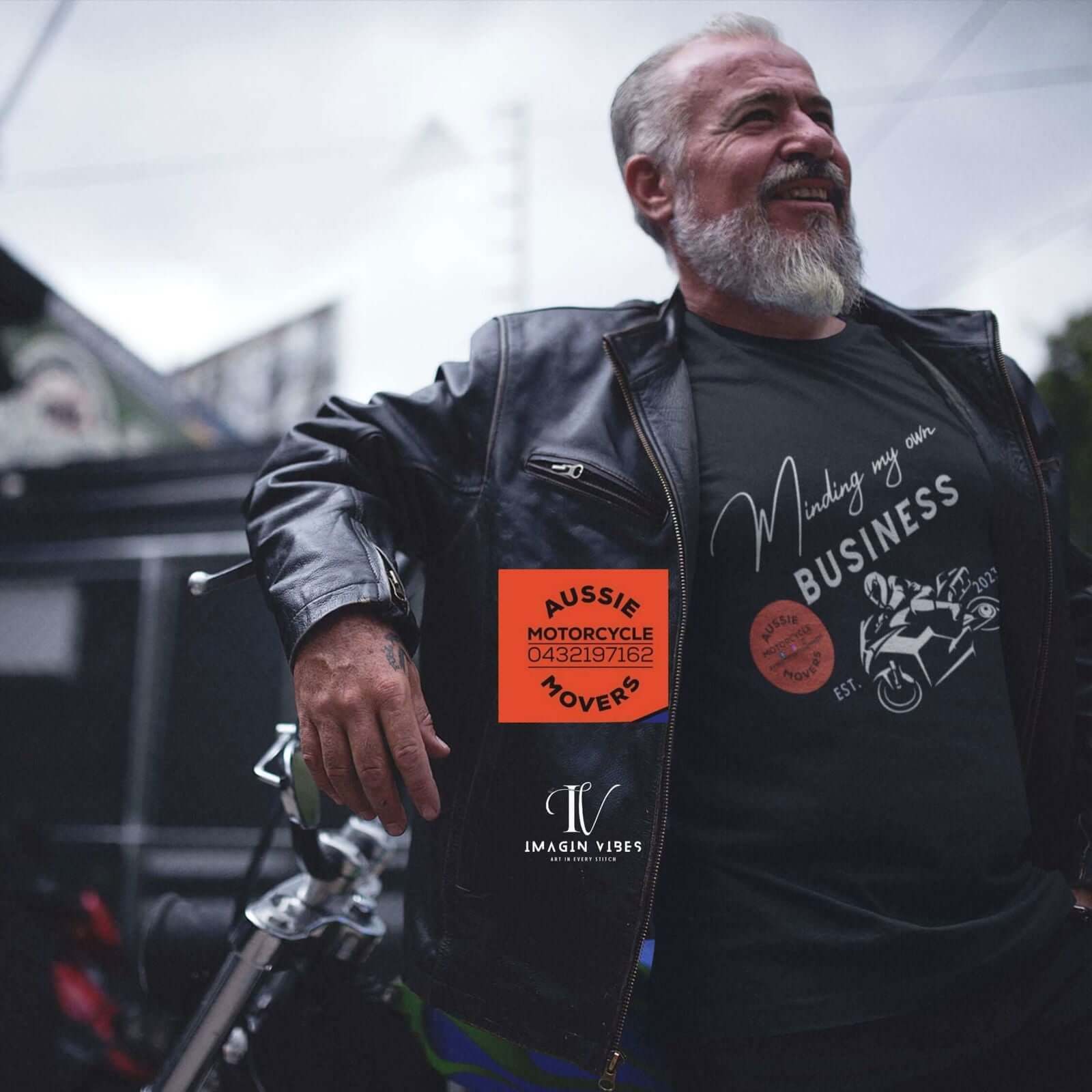 Aussie Motorcycle Movers Supporter T-Shirt - Minding My Own Business Est 2023 T-Shirt Printify
